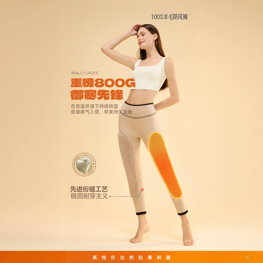 女款秋冬特厚羊毛保暖裤护腰护膝防风御寒棉裤K835