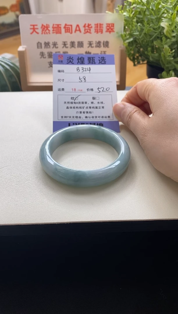 未镶嵌手镯翡翠圈口58编码b324