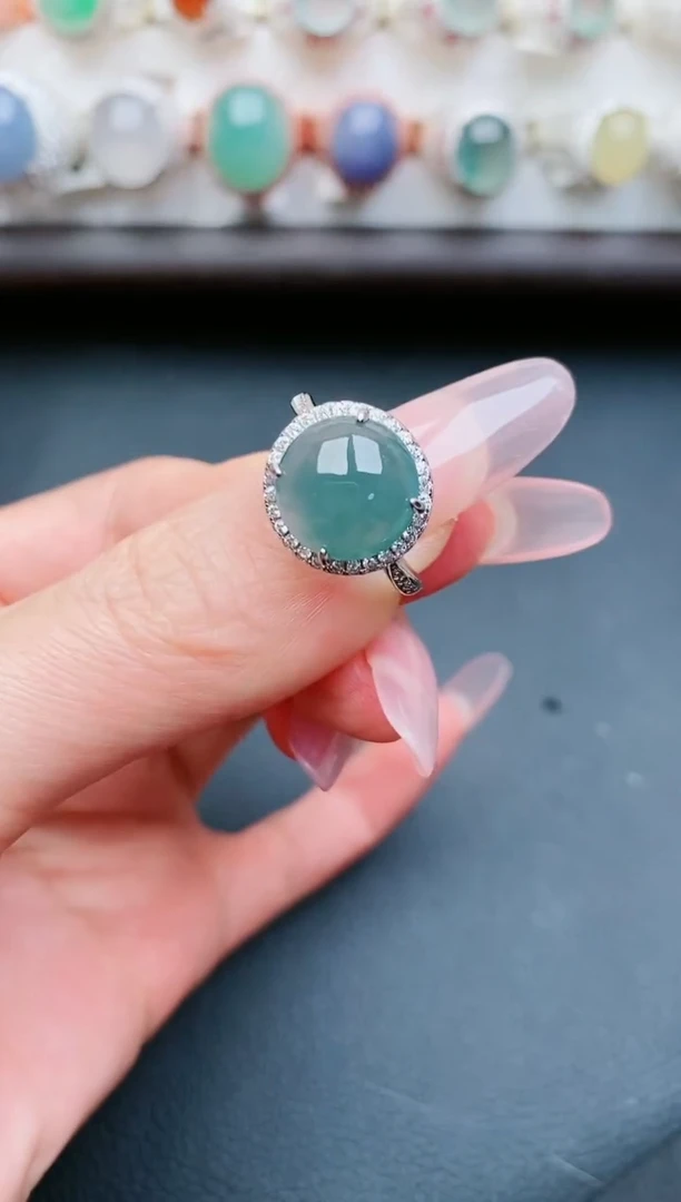 翡翠戒指银S925镶嵌.....