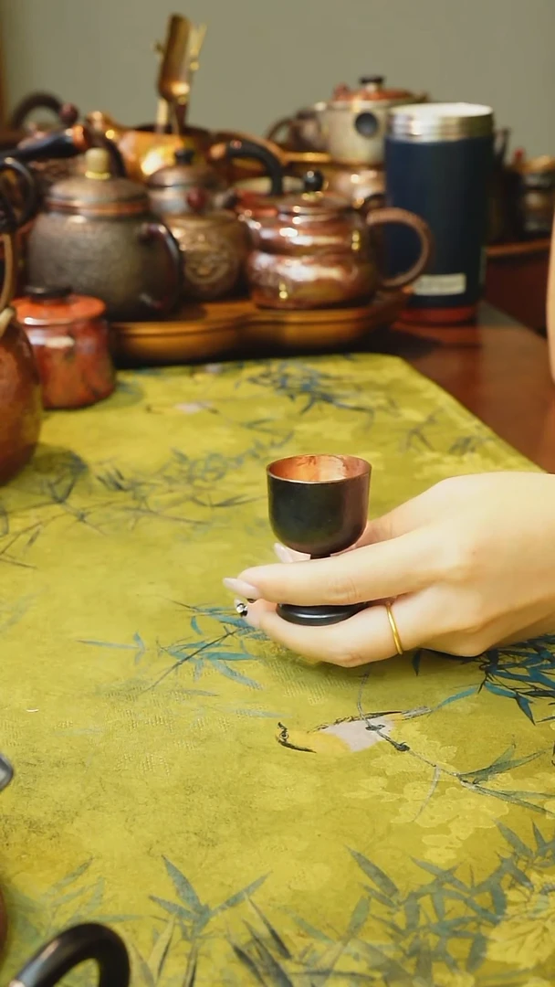 纯紫铜小号做旧色高脚杯