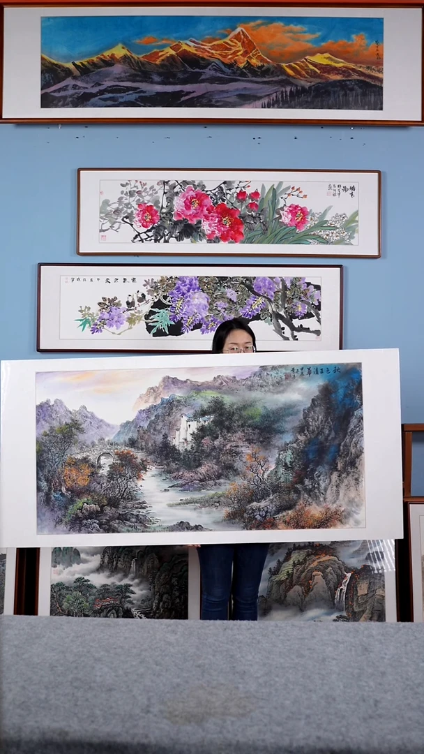 【闪购商品】国画王叶清《秋色正青华》含框173*83