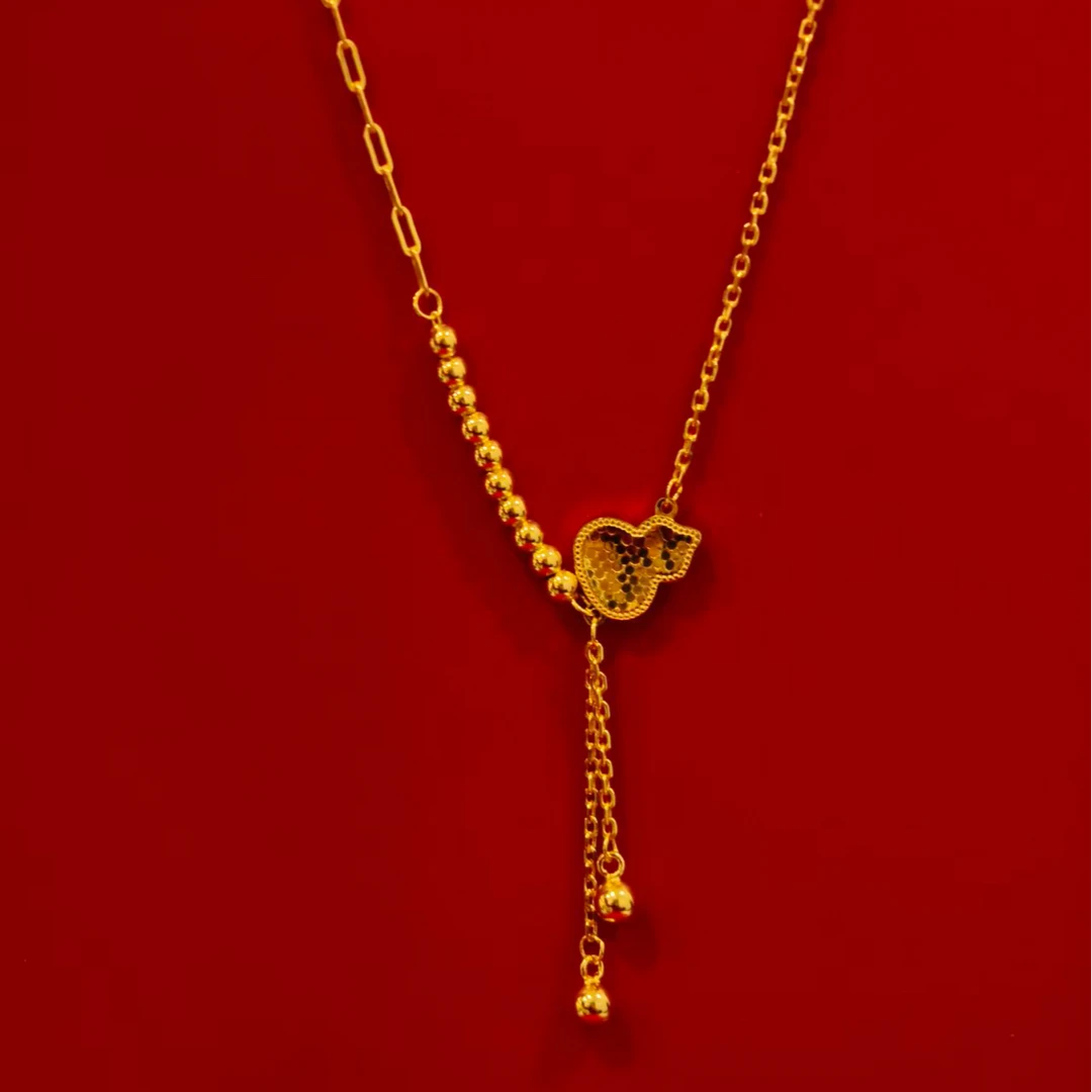 坠链均足银 足银镀金碎冰葫芦坠链百搭