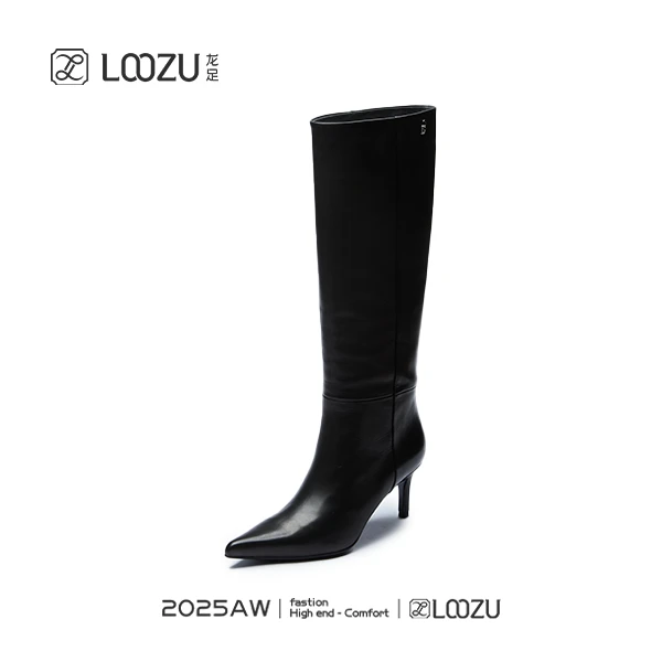 【LOOZU】龙足品牌女鞋2025冬季新款高筒胎牛皮时装靴18865-13