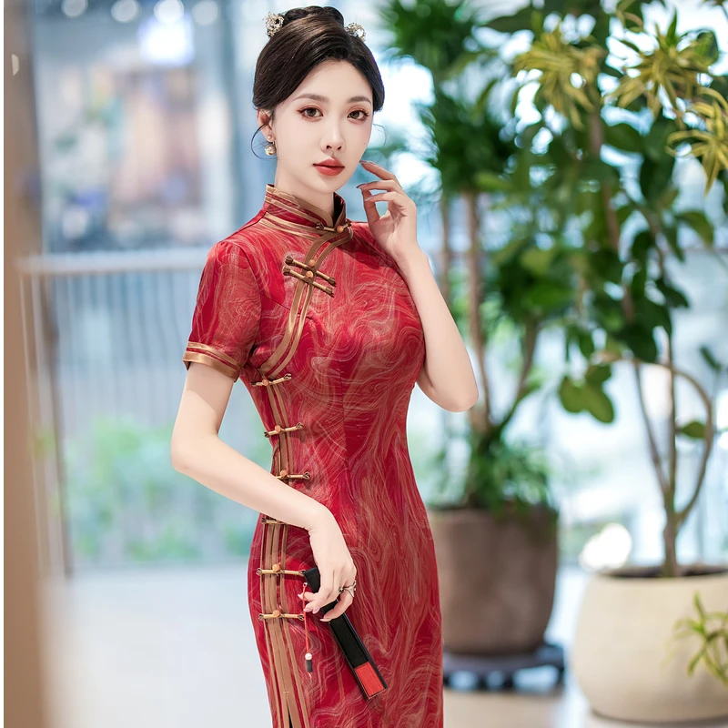 5574白幼秀新款复古时尚优雅中式立领港风款旗袍中国风旗袍