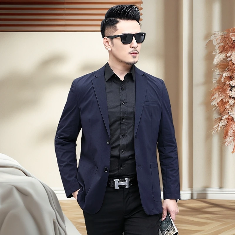 诺顿雷斯男士休闲西服春秋季新款修身小西装时尚纯色单西男装外套