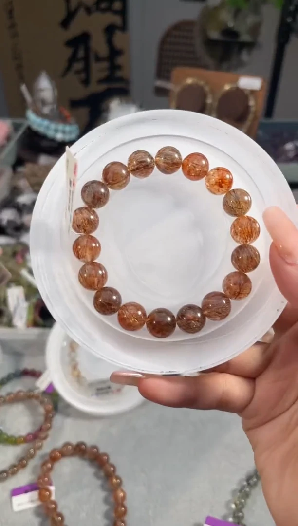 水晶手串未镶嵌黑金超七10+
