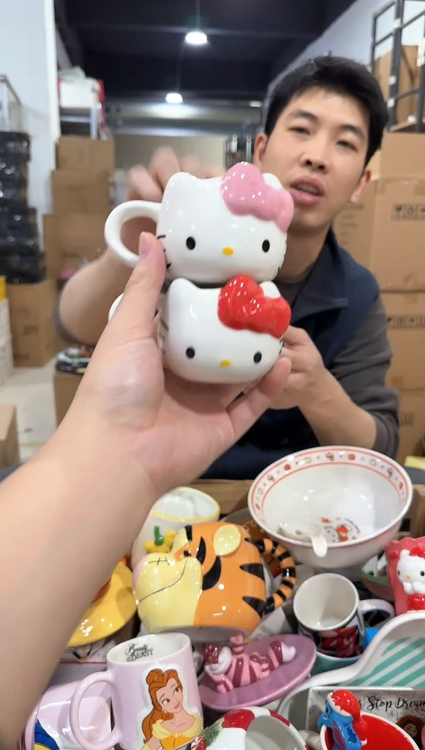 瓷片kkkt 一口杯 红色加粉色