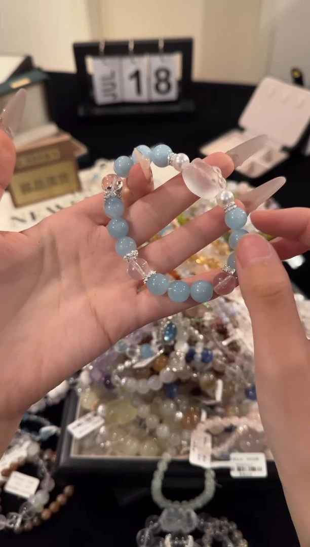 水晶手链合金海蓝宝x2092