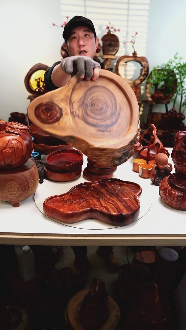 木香樟木摆件/荷叶盆