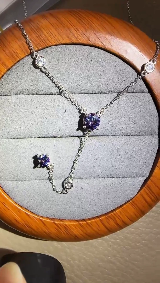 主播定制链接 紫色吊坠项链