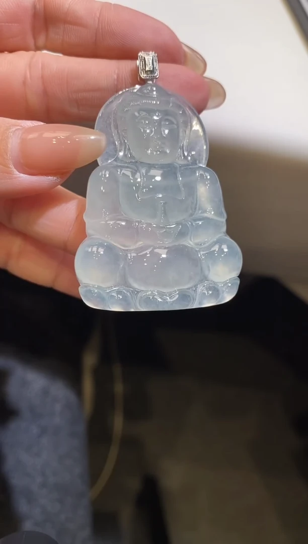 吊坠(不含链)18K金镶嵌翡翠观音