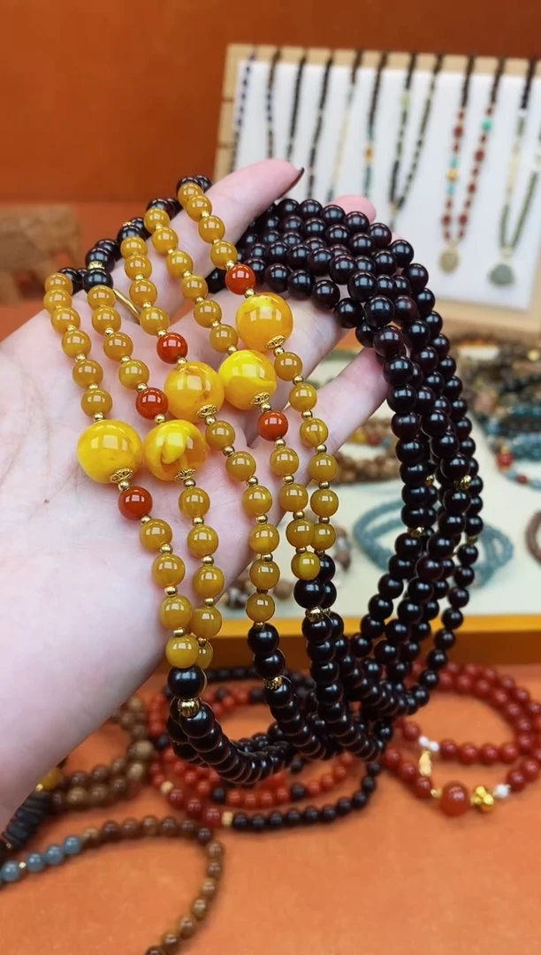 手串檀香紫檀（小叶紫檀）未镶嵌双圈印度小叶紫檀老蜡手串