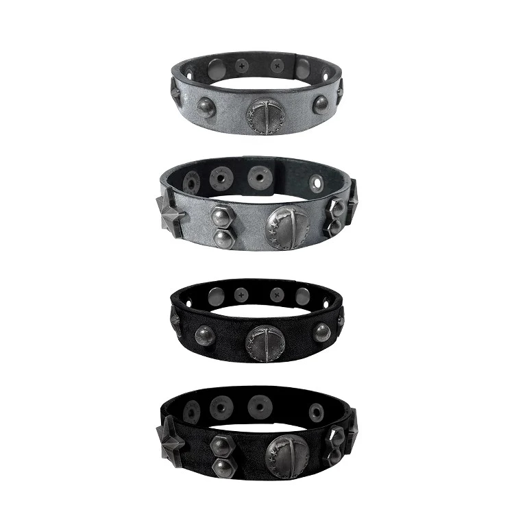 黄铜皮质手镯 TecNineGroup DROP2 ROCKSTAR头层牛皮做旧手环蓝黑