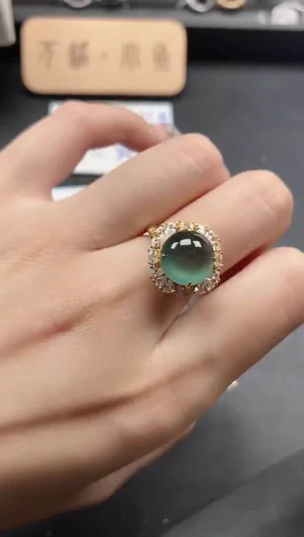 银S925镶嵌戒指翡翠5111