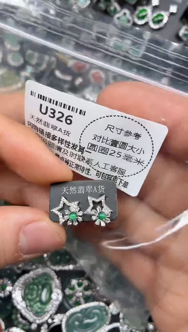 颈饰未镶嵌翡翠U326耳钉