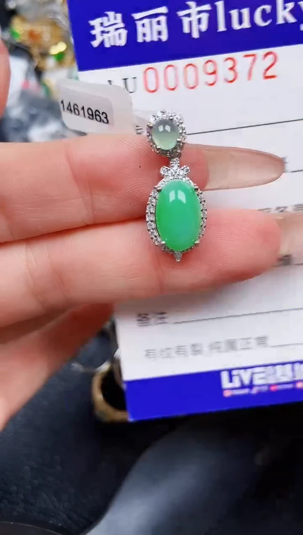 翡翠银S925镶嵌颈饰9372