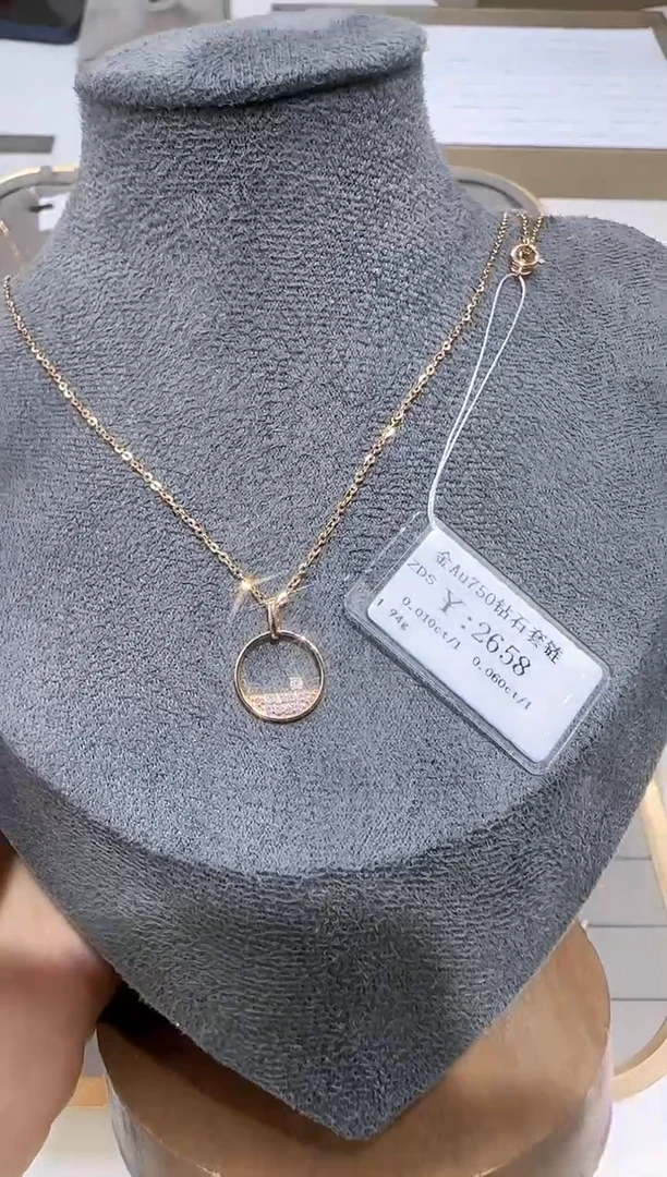 颈饰18K金镶嵌钻石18K金套链2208