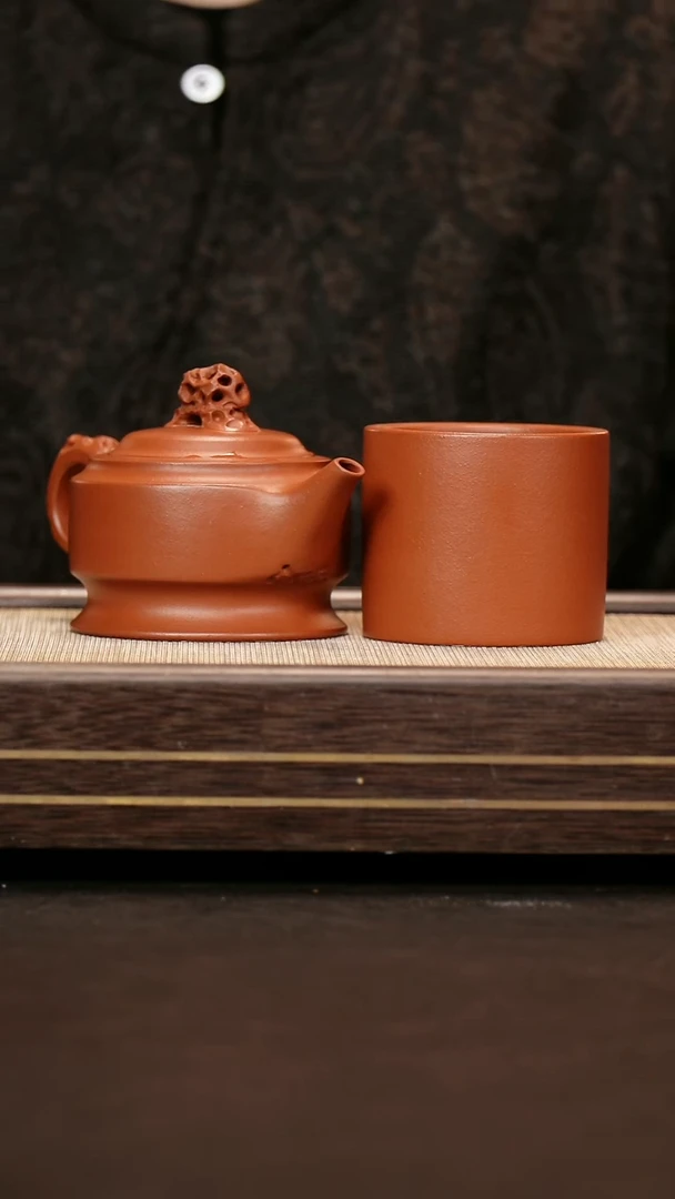 茶壶紫砂原矿小煤窑朱泥 磐石+杯子
