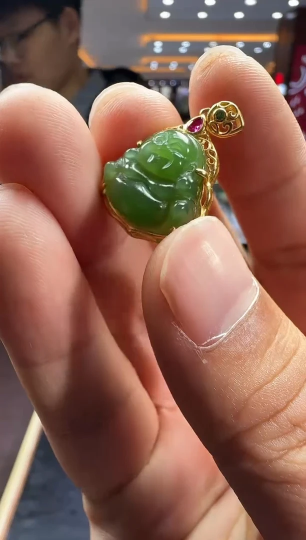 银S925镶嵌和田玉挂件【陆104】114 7026