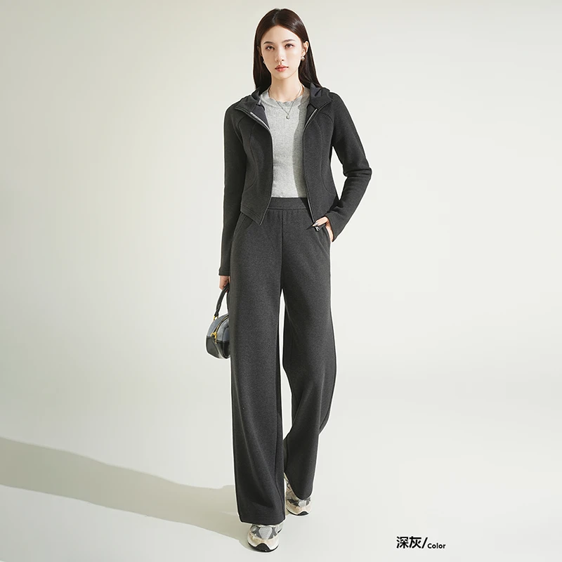 天丝羊毛蚕丝修身套装（有帽款） Y88002