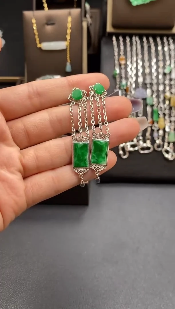 颈饰银S925镶嵌翡翠净货15775