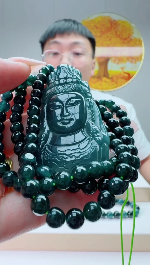 翡翠未镶嵌颈饰观音首多样性随机发其一