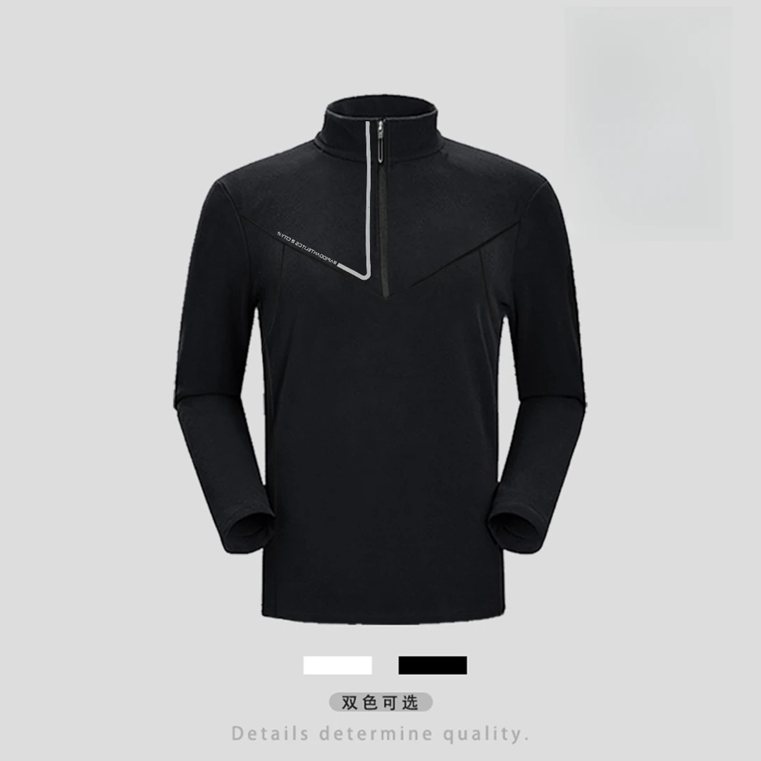 9736户外净版长袖-买手潮牌轻奢半拉链立领压花重磅户外长袖卫衣