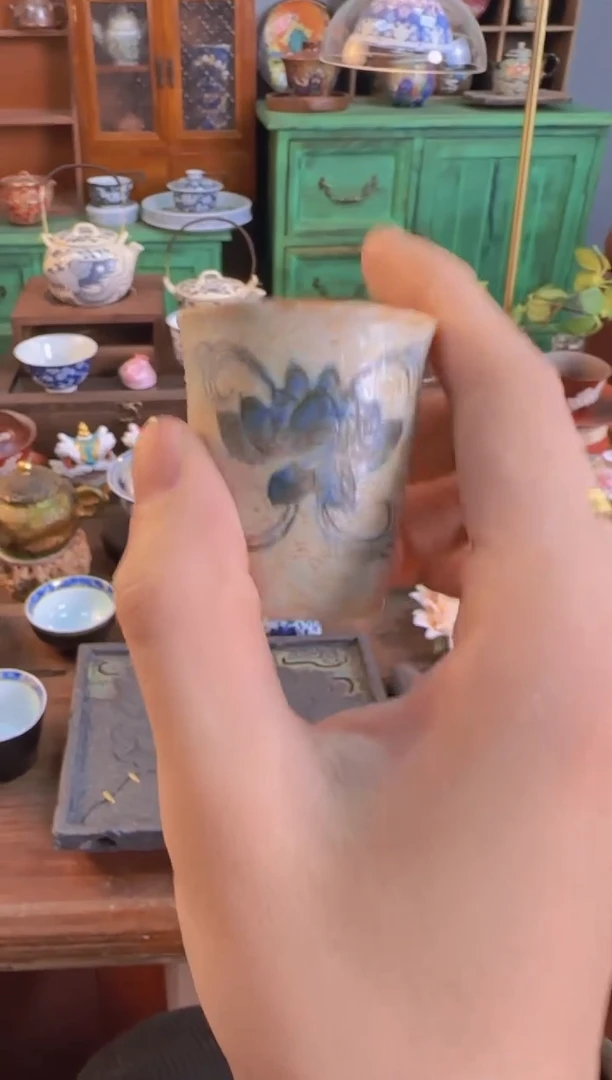 【闪购商品】焦糖青花宝相花闻香杯