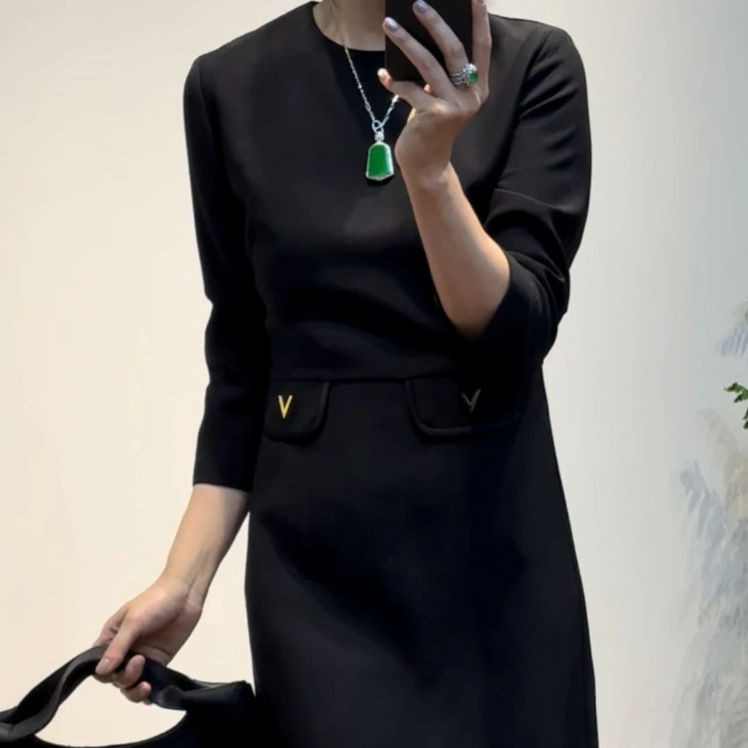 TANTAN 气质简约通勤收腰显瘦高级感长袖连衣裙2900