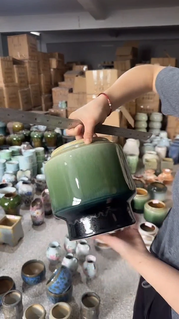 摆件景德镇高温陶瓷花盆14（口径15高度21