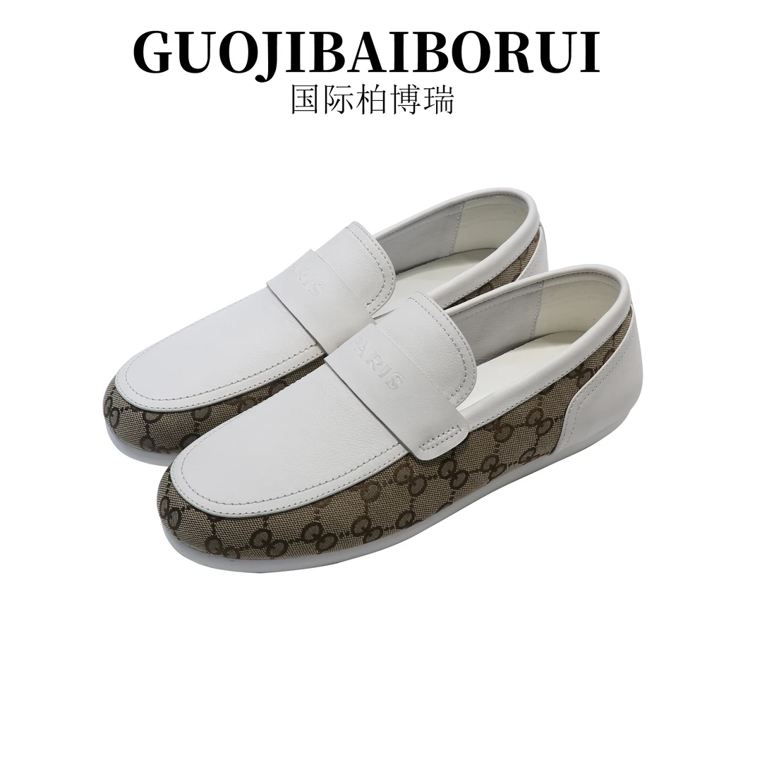 国际柏博瑞真皮豆豆鞋2025夏新款季低帮透气舒适一脚蹬休闲乐福鞋