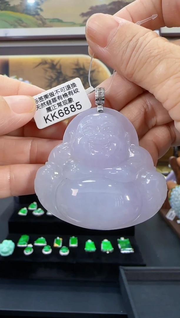 颈饰18K金镶嵌翡翠KK6885佛公