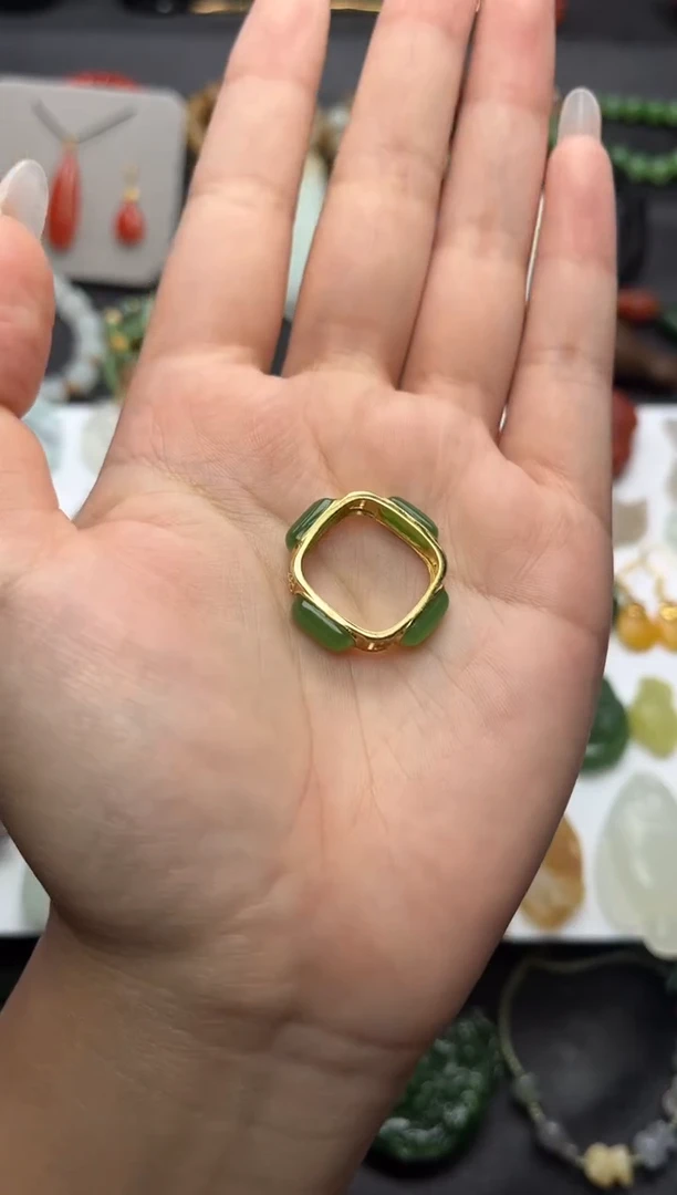 银S925镶嵌戒指和田玉戒指