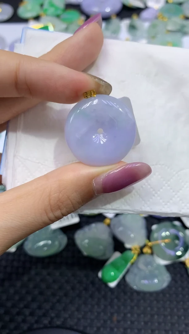 颈饰18K金镶嵌翡翠天然缅甸翡翠A货
