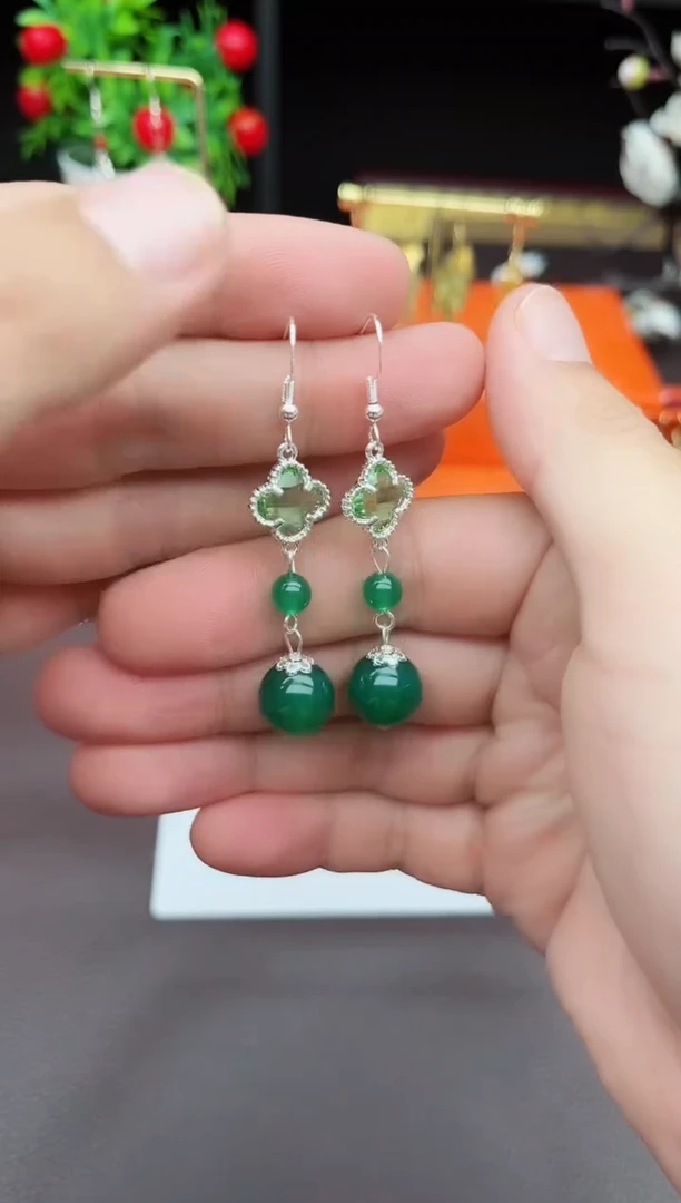 玛瑙/玉髓耳饰银S925镶嵌705000