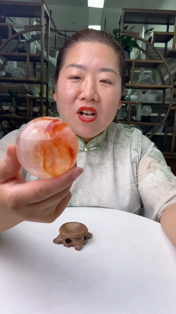 水晶珠宝半成品未镶嵌红胶花球D404