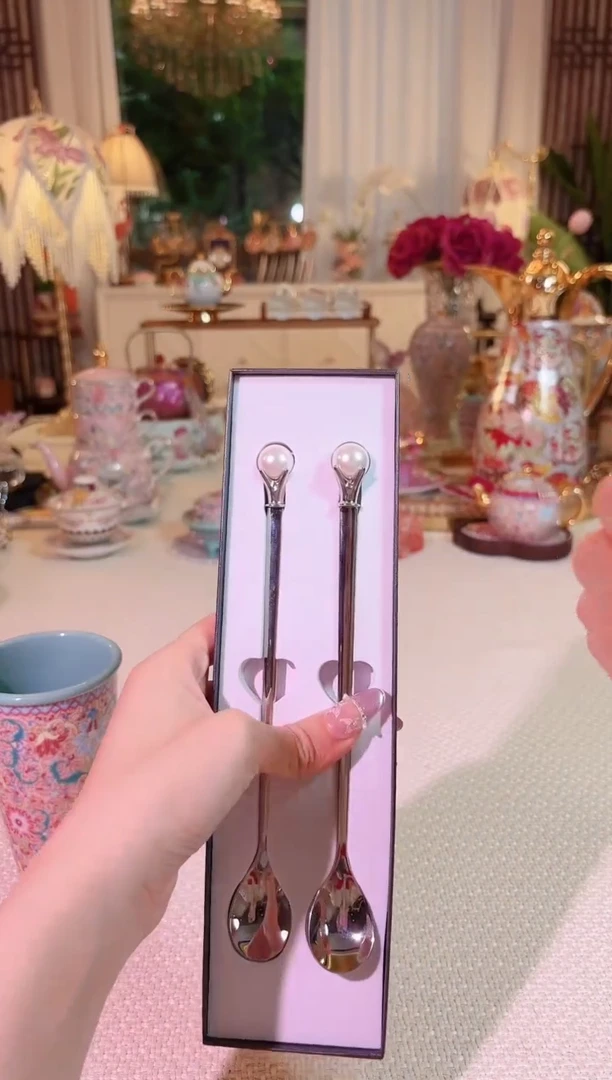 瓷珍珠长柄勺 对装礼盒---