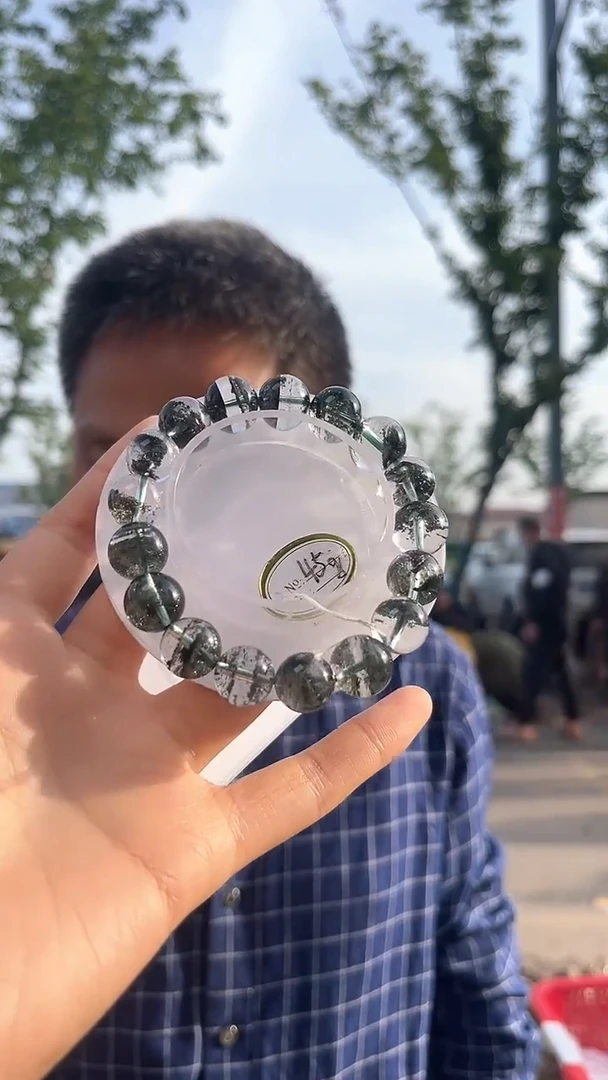 绿水晶手链未镶嵌天然绿幽灵手串多样性发一12mm