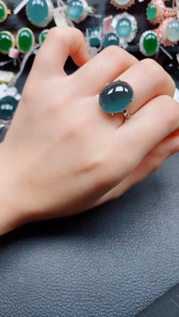 银S925镶嵌戒指翡翠翡翠