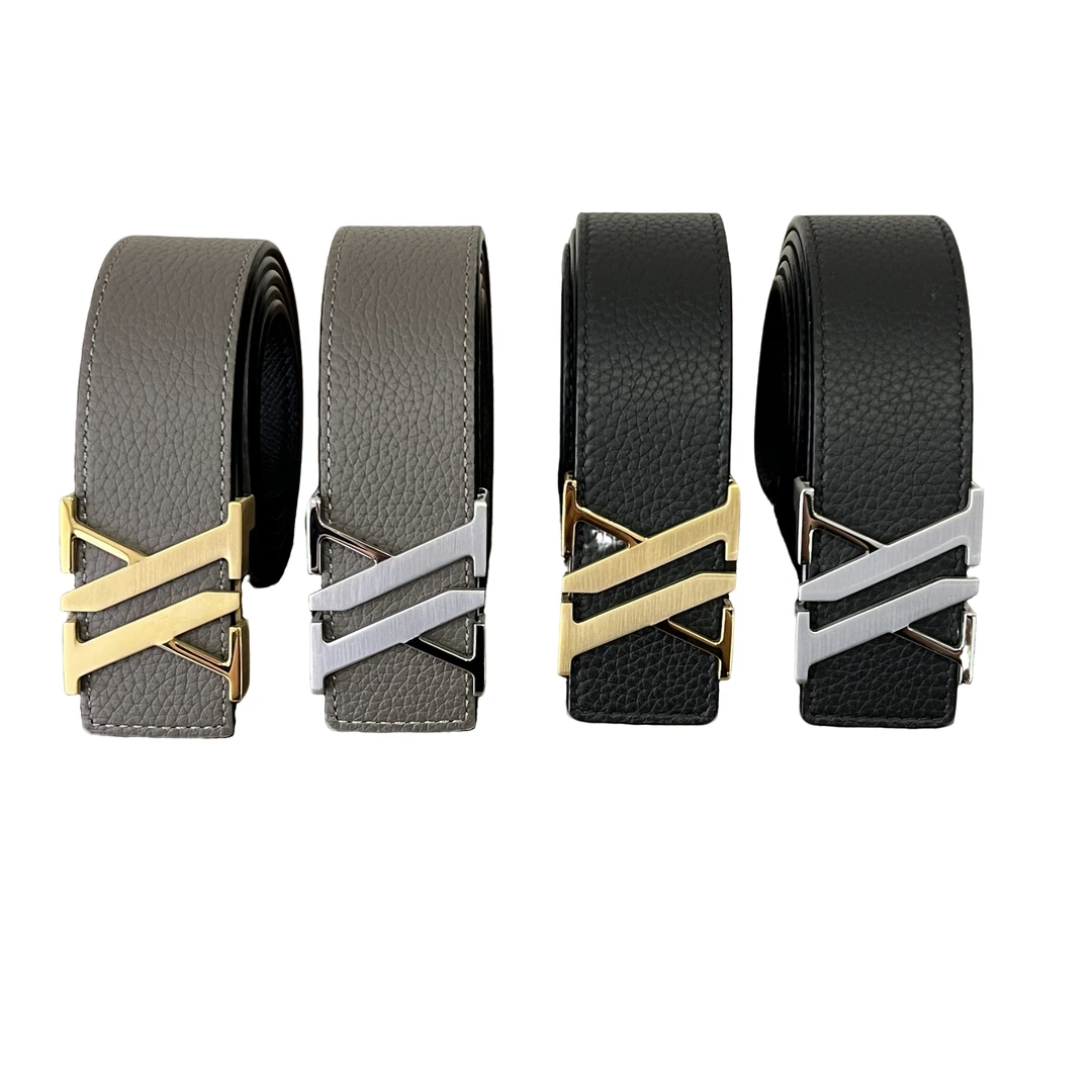 男士腰带经典款银扣头层牛皮字母钢扣百搭皮带NA5YDHZ0037