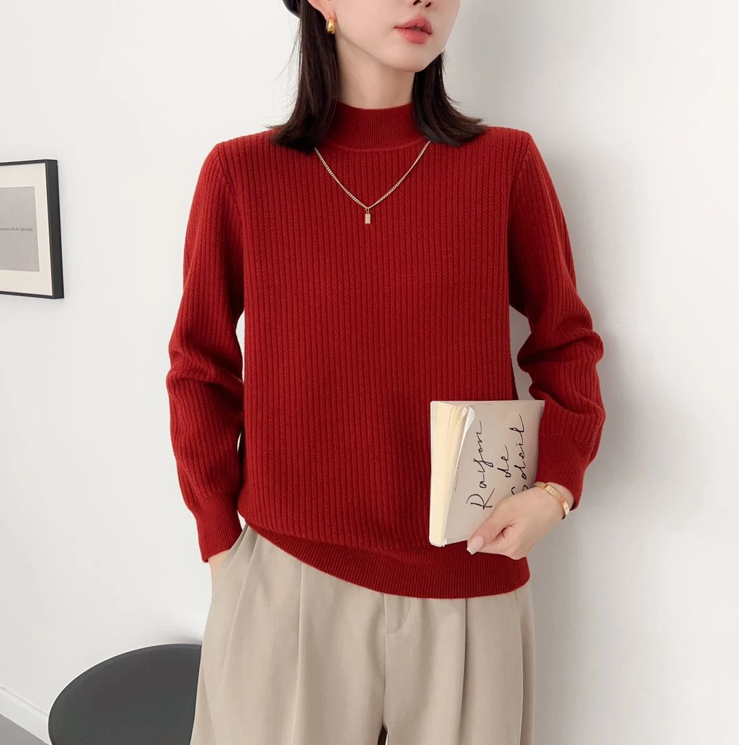 3734大码女装2025春季新款洋气针织衫宽松显瘦长袖毛衣打底衫女