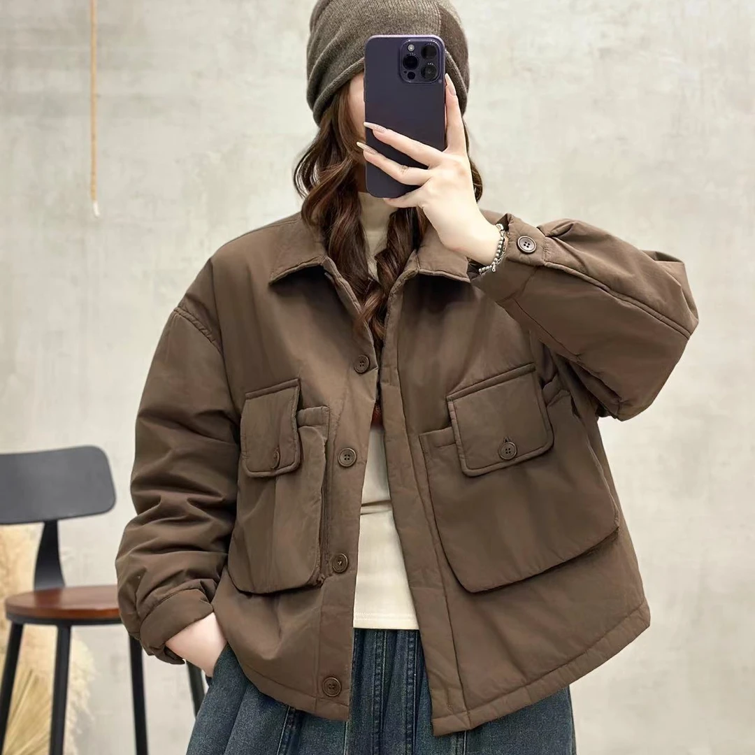 16105新款秋冬休闲时尚百搭简约显瘦减龄棉服