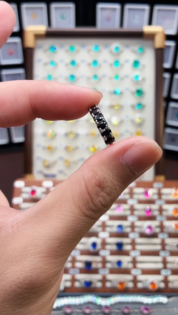 戒指彩色蓝宝石银S925镶嵌1888