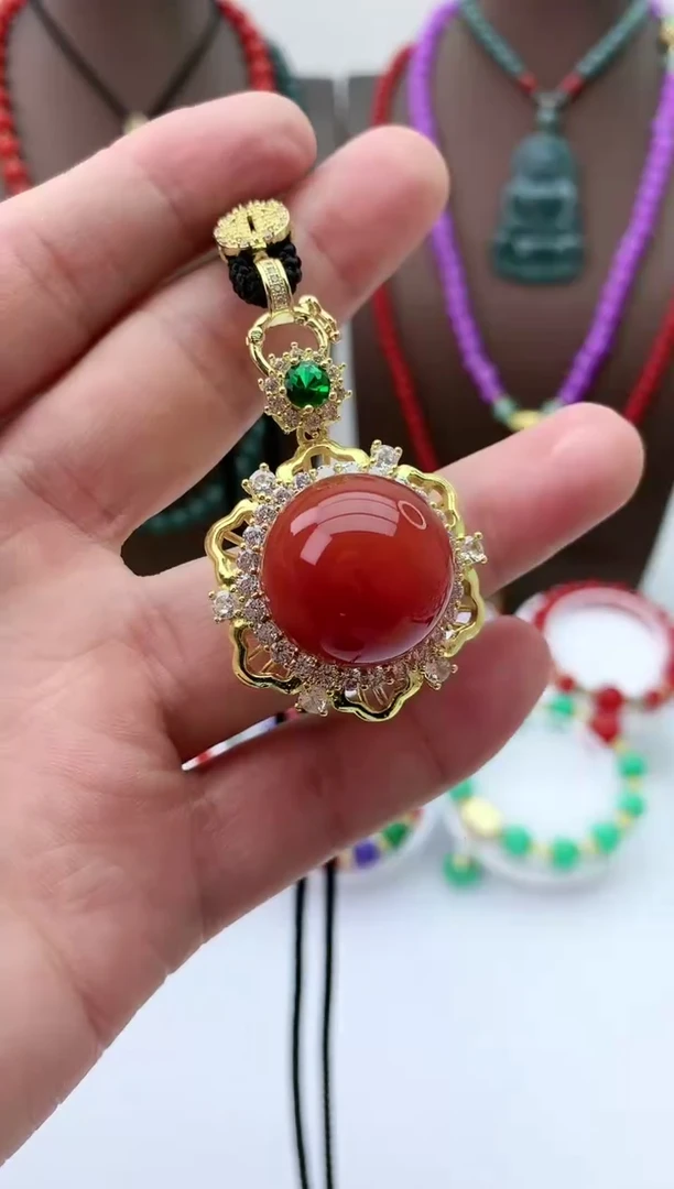 【闪购商品】翡翠颈饰14K金镶嵌D237吊坠