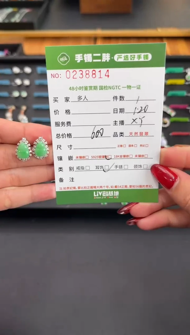 【闪购商品】翡翠耳饰银S925镶嵌多人