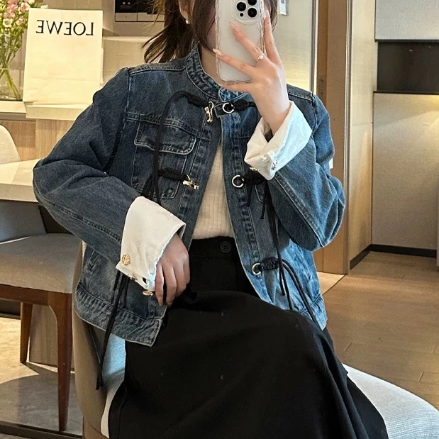 新中式盘扣牛仔外套女2025春季新款设计感休闲百搭短款夹克上衣gp
