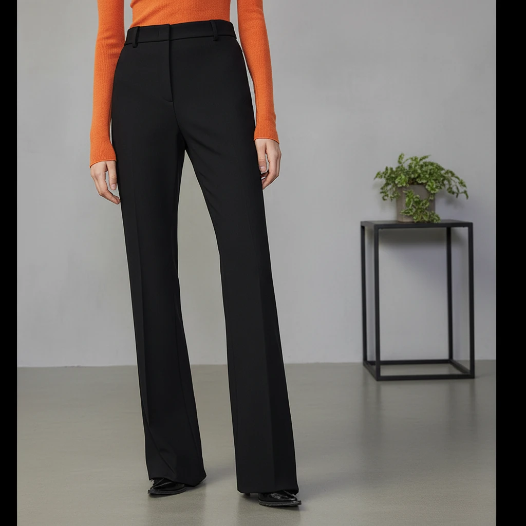 复古高弹喇叭裤秋冬新品通勤装高腰女士长裤黑色裤子显瘦微喇叭