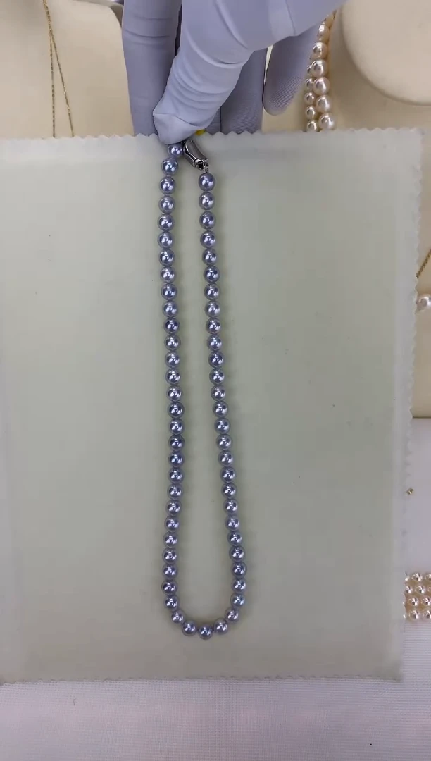 银S925镶嵌DA海水珍珠 GD258 6.5-7 真多麻串链
