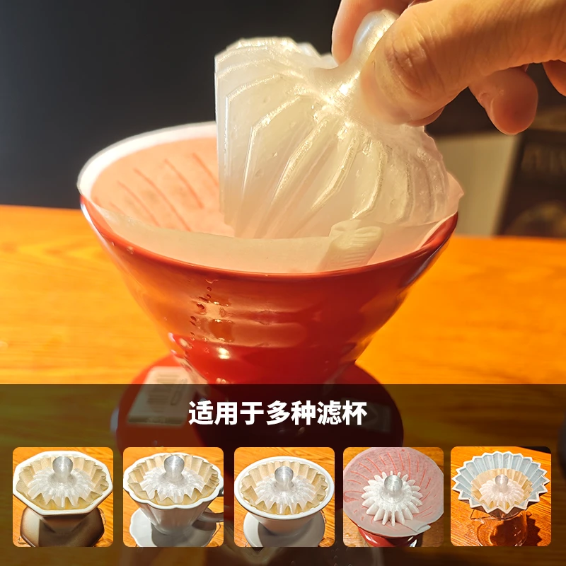 手冲咖啡V60锥形山文折纸滤杯T1滤纸使用压纸辅助把件可热水冲压
