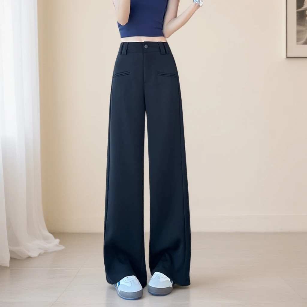 2025新款阔腿裤女薄款垂感直筒宽松大码胖mm小个子裤子春夏